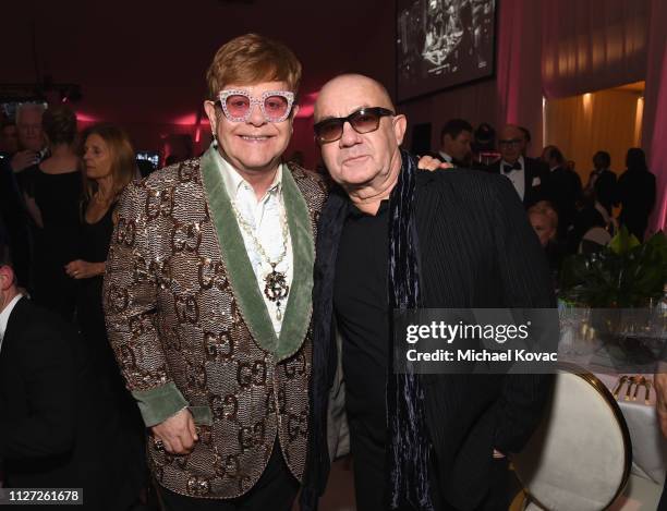 Sir Elton John and Bernie Taupin attend the 27th annual Elton John AIDS Foundation Academy Awards Viewing Party sponsored by IMDb and Neuro Drinks...