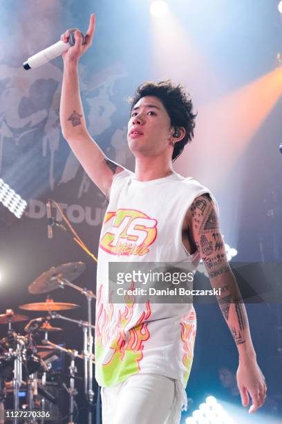 Takahiro "Taka" Moriuchi of ONE OK ROCK performs during the Eye of the Storm North America Tour at House Of Blues Chicago on February 24, 2019 in...