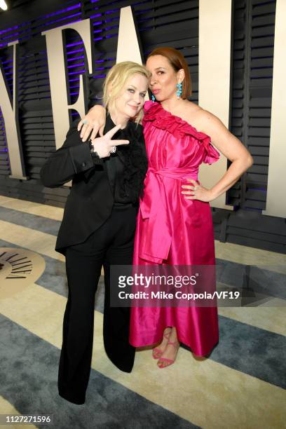 Amy Poehler and Maya Rudolph attend the 2019 Vanity Fair Oscar Party hosted by Radhika Jones at Wallis Annenberg Center for the Performing Arts on...