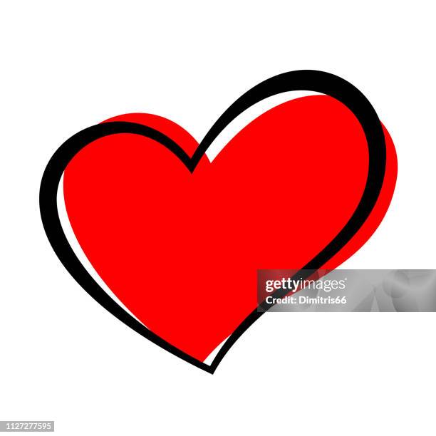 stockillustraties, clipart, cartoons en iconen met hand getrokken hart geïsoleerd. ontwerpelement voor liefde concept. doodle schets rood hart vorm. - heart shape stock illustrations