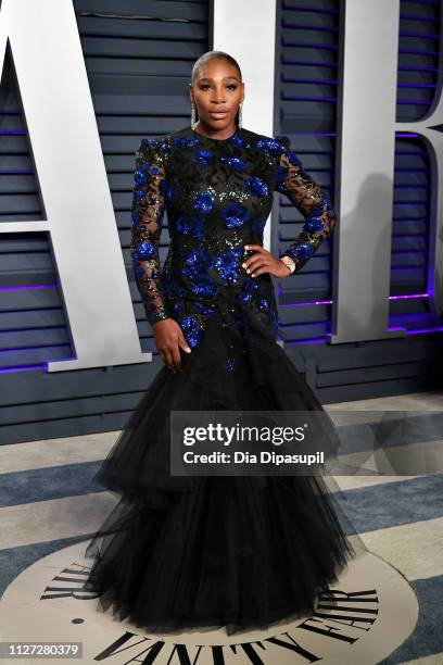 Serena Williams attends the 2019 Vanity Fair Oscar Party hosted by Radhika Jones at Wallis Annenberg Center for the Performing Arts on February 24,...