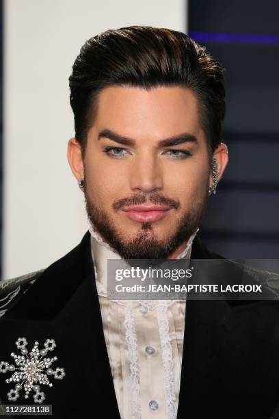 Singer-songwriter Adam Lambert attends the 2019 Vanity Fair Oscar Party following the 91st Academy Awards at The Wallis Annenberg Center for the...
