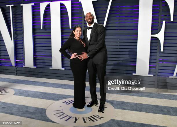 Vanessa Laine Bryant and Kobe Bryant attend the 2019 Vanity Fair Oscar Party hosted by Radhika Jones at Wallis Annenberg Center for the Performing...