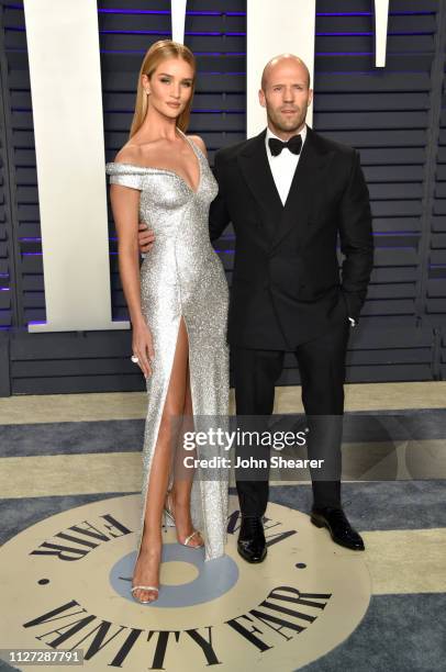 Rosie Huntington-Whiteley and Jason Statham attend the 2019 Vanity Fair Oscar Party hosted by Radhika Jones at Wallis Annenberg Center for the...