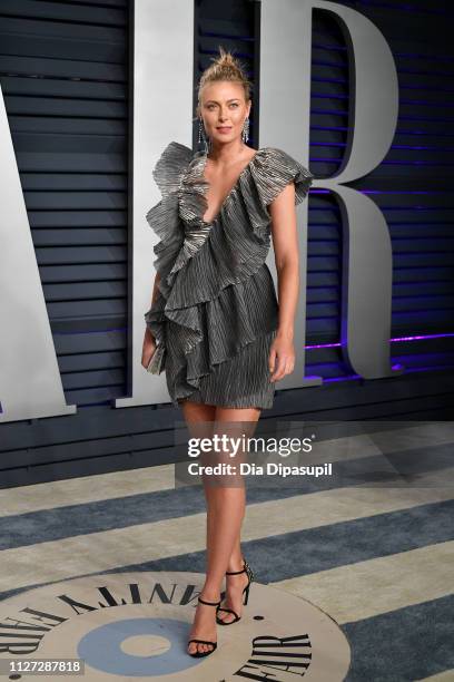 Maria Sharapova attends the 2019 Vanity Fair Oscar Party hosted by Radhika Jones at Wallis Annenberg Center for the Performing Arts on February 24,...