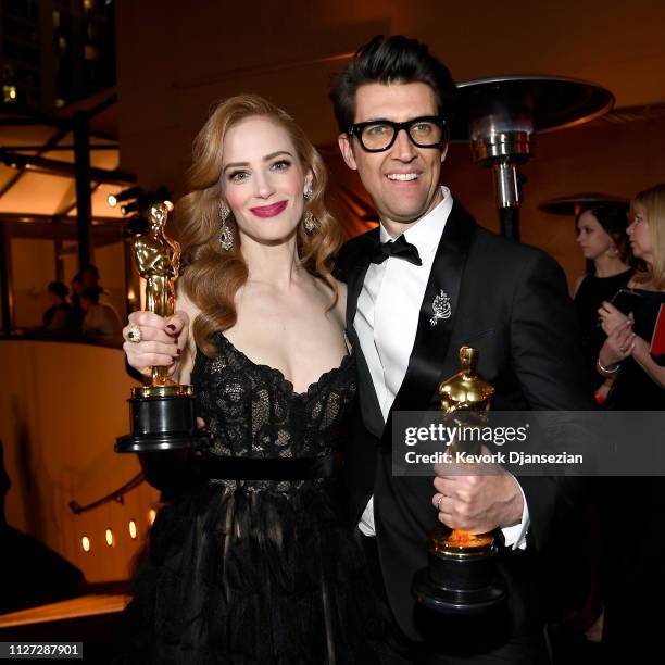 Jaime Ray Newman and Guy Nattiv, winners of the Live Action Short Film award for 'Skin' attend the 91st Annual Academy Awards Governors Ball at...