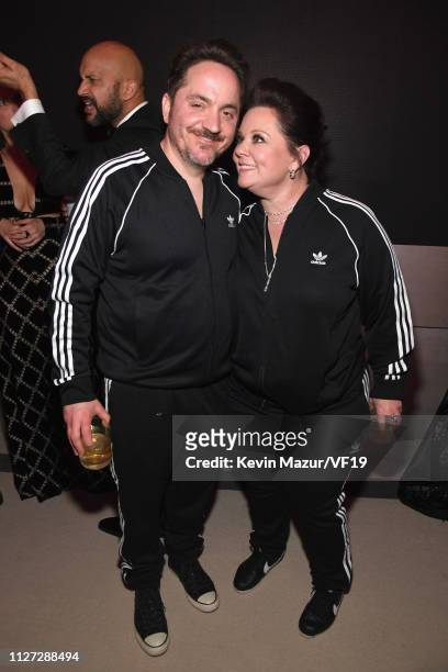 Ben Falcone and Melissa McCarthy attend the 2019 Vanity Fair Oscar Party hosted by Radhika Jones at Wallis Annenberg Center for the Performing Arts...