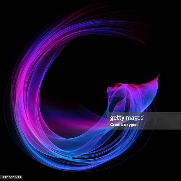 abstract blue violet wave, isolated on black background - burst of energy stockfoto's en -beelden