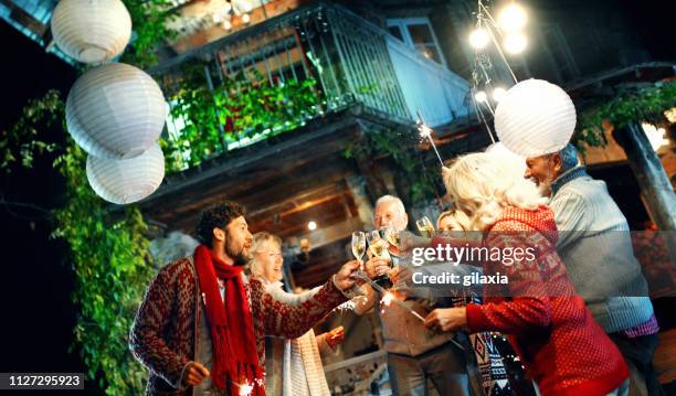 familie feest. - wijn tuin stockfoto's en -beelden