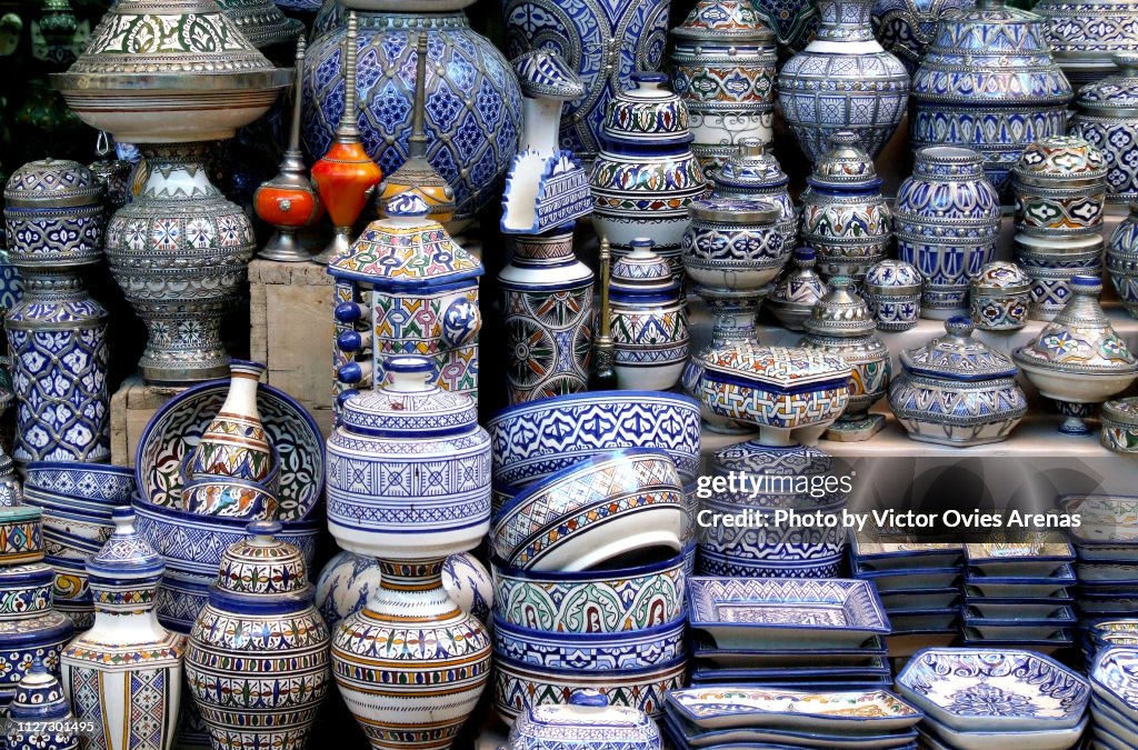 Traditional ceramics and pottery of Fes, Morocco