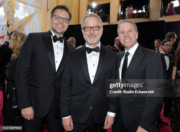 Animation team Phil Johnston, Rich Moore, and Clark Spencer attend the 91st Annual Academy Awards at Hollywood and Highland on February 24, 2019 in...