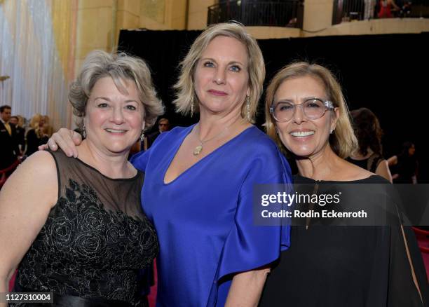 Bonnie Arnold, producer Melissa Cobb and Mireille Soria attend the 91st Annual Academy Awards at Hollywood and Highland on February 24, 2019 in...