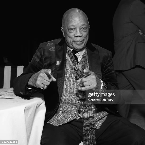 Quincy Jones attends the 27th annual Elton John AIDS Foundation Academy Awards Viewing Party sponsored by IMDb and Neuro Drinks celebrating EJAF and...