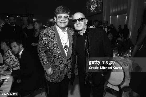 Sir Elton John and Bernie Taupin attend the 27th annual Elton John AIDS Foundation Academy Awards Viewing Party sponsored by IMDb and Neuro Drinks...