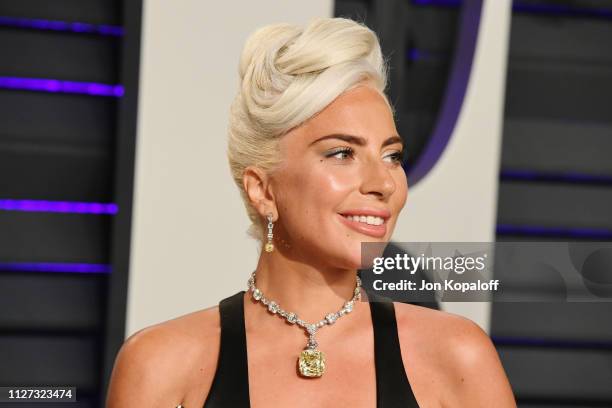 Lady Gaga, winner of Best Music , attends the 2019 Vanity Fair Oscar Party hosted by Radhika Jones at Wallis Annenberg Center for the Performing Arts...