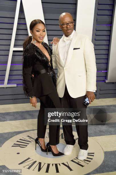 Angela Bassett and Courtney B. Vance attend the 2019 Vanity Fair Oscar Party hosted by Radhika Jones at Wallis Annenberg Center for the Performing...