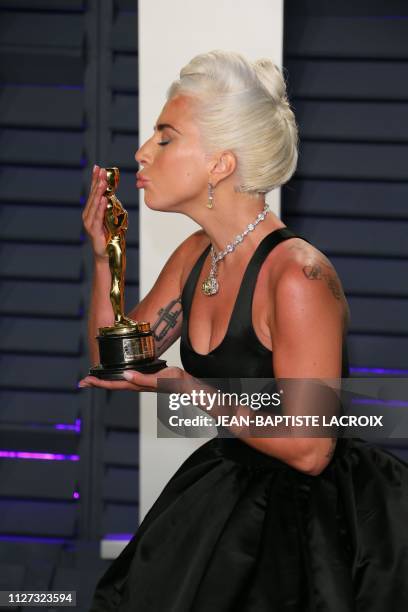 Best Original Song winner for "Shallow" from "A Star is Born" Lady Gaga attends the 2019 Vanity Fair Oscar Party following the 91st Academy Awards at...