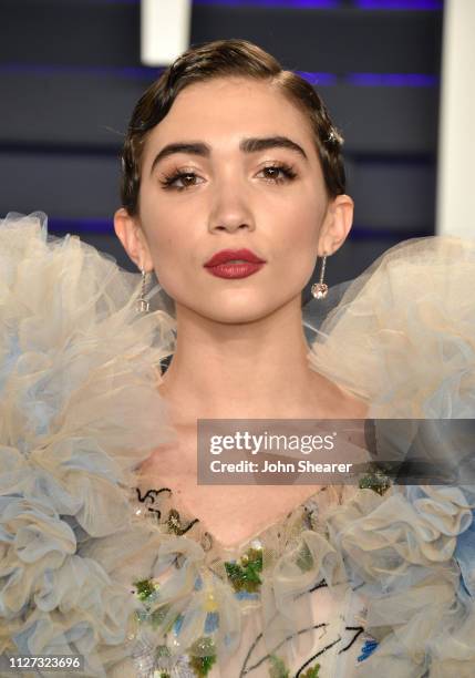 Rowan Blanchard attends the 2019 Vanity Fair Oscar Party hosted by Radhika Jones at Wallis Annenberg Center for the Performing Arts on February 24,...