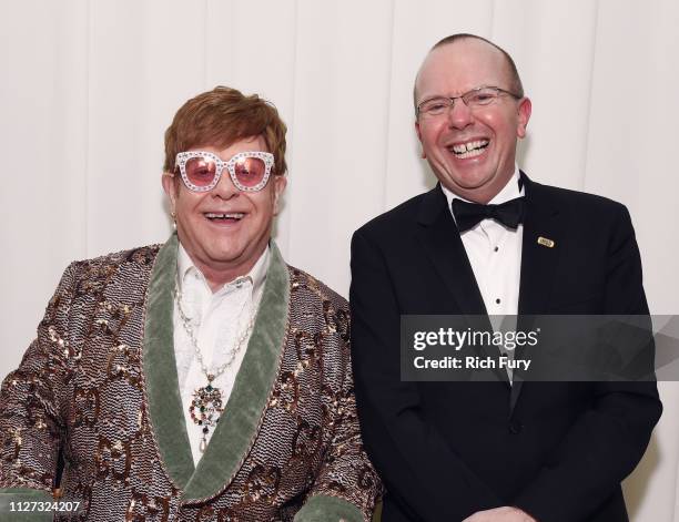 Sir Elton John and Col Needham attend the 27th annual Elton John AIDS Foundation Academy Awards Viewing Party sponsored by IMDb and Neuro Drinks...