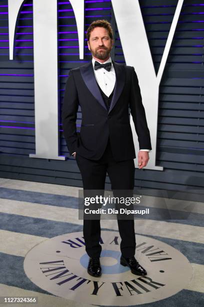 Gerard Butler attends the 2019 Vanity Fair Oscar Party hosted by Radhika Jones at Wallis Annenberg Center for the Performing Arts on February 24,...