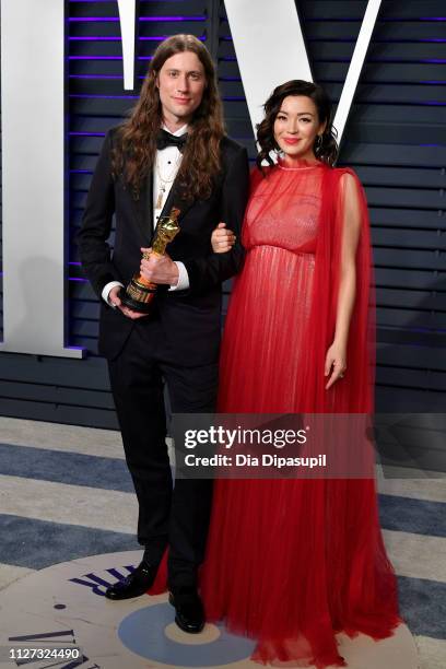 Ludwig Goransson , winner of Best Original Score for 'Black Panther', and violinist Serena McKinney attend the 2019 Vanity Fair Oscar Party hosted by...