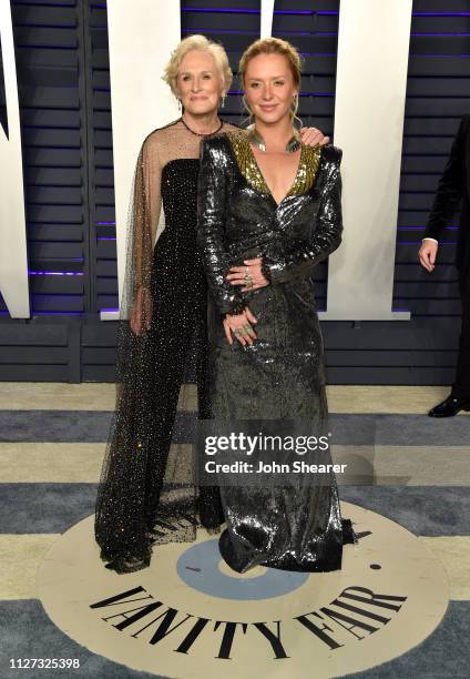 Glenn Close and Annie Maude Starke attend the 2019 Vanity Fair Oscar Party hosted by Radhika Jones at Wallis Annenberg Center for the Performing Arts...