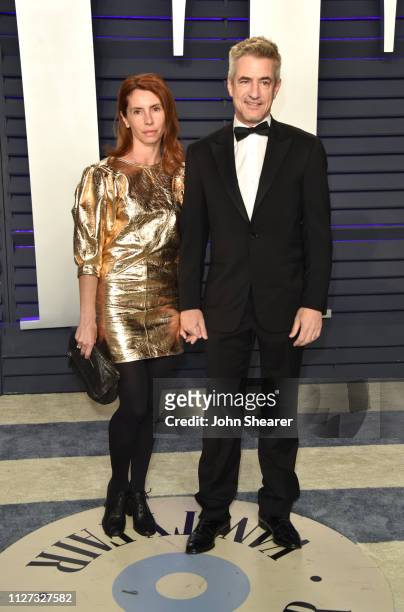 Tharita Cesaroni and Dermot Mulroney attends the 2019 Vanity Fair Oscar Party hosted by Radhika Jones at Wallis Annenberg Center for the Performing...