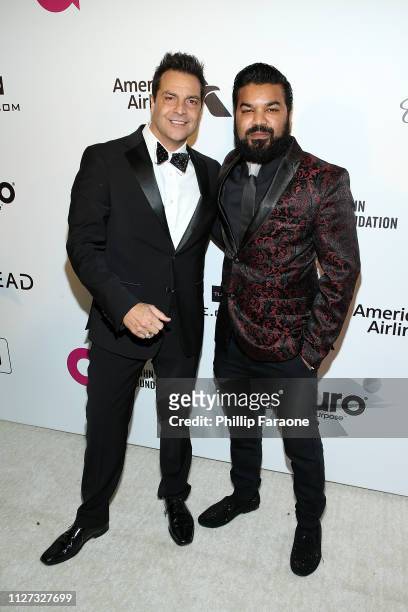 Craig DiFrancia and Adrian Dev attend the 27th Annual Elton John AIDS Foundation Academy Awards Viewing Party Celebrating EJAF and The 91st Academy...