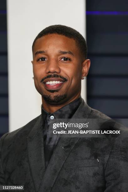 Actor Michael B. Jordan attends the 2019 Vanity Fair Oscar Party following the 91st Academy Awards at The Wallis Annenberg Center for the Performing...