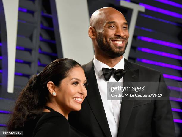 Vanessa Laine Bryant and Kobe Bryant attend the 2019 Vanity Fair Oscar Party hosted by Radhika Jones at Wallis Annenberg Center for the Performing...