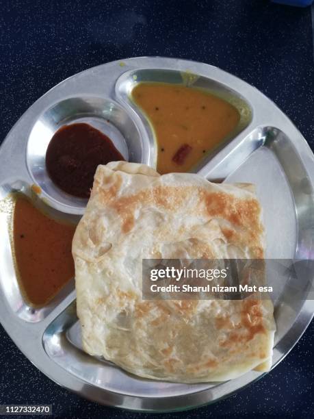 roti canai set with dhal,curry and sambal favourite malaysia breakfast - roti canai stock pictures, royalty-free photos & images