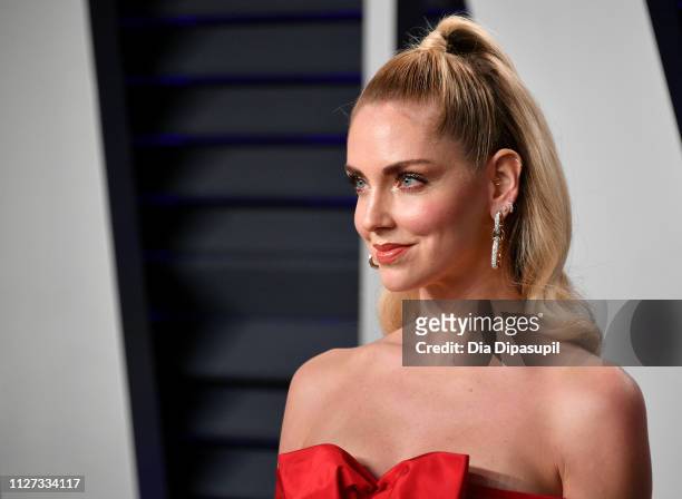 Chiara Ferragni attends the 2019 Vanity Fair Oscar Party hosted by Radhika Jones at Wallis Annenberg Center for the Performing Arts on February 24,...
