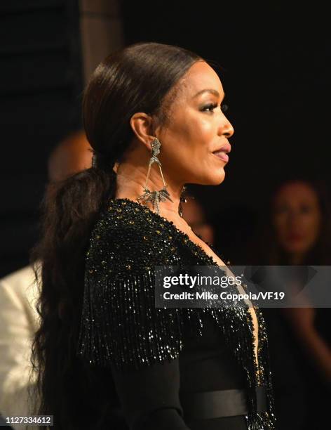 Angela Bassett attends the 2019 Vanity Fair Oscar Party hosted by Radhika Jones at Wallis Annenberg Center for the Performing Arts on February 24,...