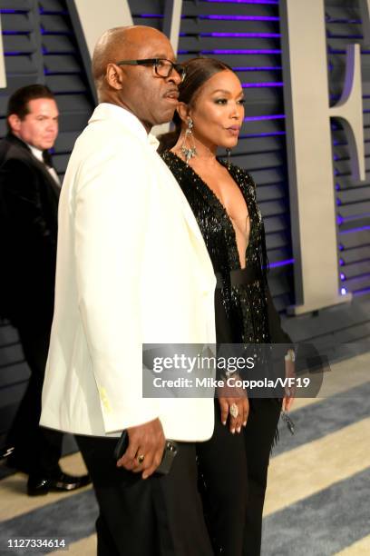 Courtney B. Vance and Angela Bassett attend the 2019 Vanity Fair Oscar Party hosted by Radhika Jones at Wallis Annenberg Center for the Performing...