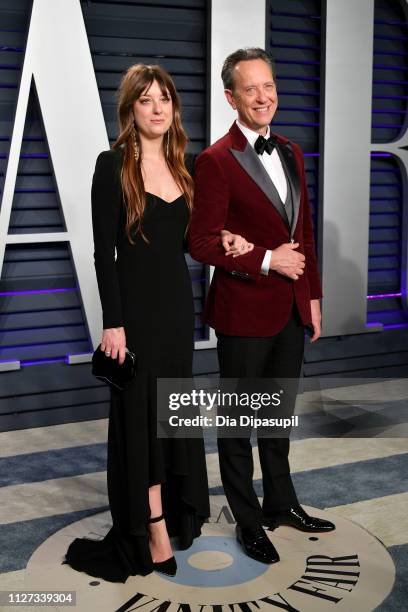 Olivia Grant and Richard E. Grant attend the 2019 Vanity Fair Oscar Party hosted by Radhika Jones at Wallis Annenberg Center for the Performing Arts...