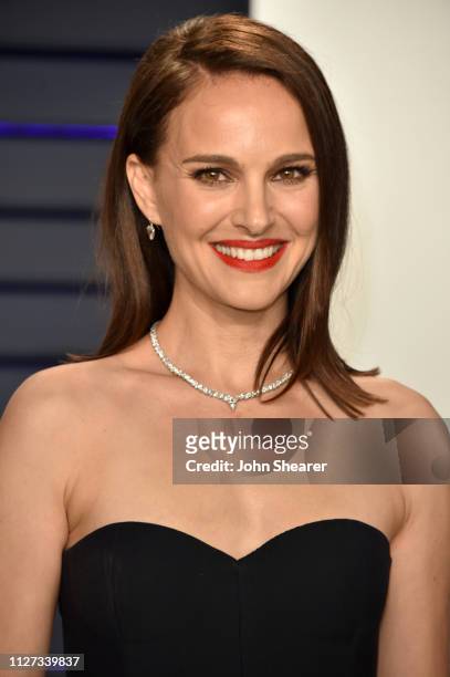 Natalie Portman attends the 2019 Vanity Fair Oscar Party hosted by Radhika Jones at Wallis Annenberg Center for the Performing Arts on February 24,...