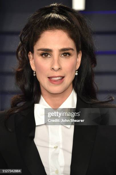 Sarah Silverman attends the 2019 Vanity Fair Oscar Party hosted by Radhika Jones at Wallis Annenberg Center for the Performing Arts on February 24,...