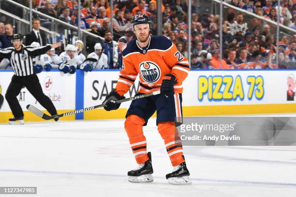 Kyle Brodziak of the Edmonton Oilers skates during the game against the Tampa Bay Lightning on December 22, 2018 at Rogers Place in Edmonton,...