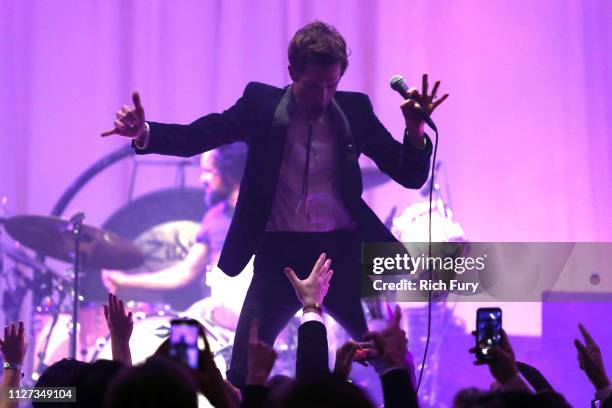 Brandon Flowers of The Killers performs onstage during the 27th annual Elton John AIDS Foundation Academy Awards Viewing Party sponsored by IMDb and...