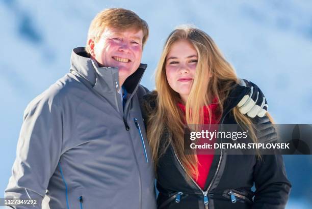 King Willem-Alexander and Princess Catharina-Amalia pose for a photo session of the Dutch Royal Family on the occasion of their winter holiday in...