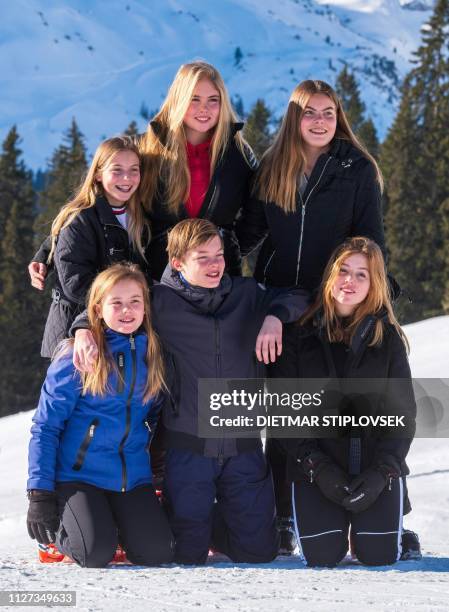 Princess Leonore, Princess Catharina-Amalia, Princess Eloise, Princess Ariane, Prince Claus-Casimir and Princess Alexia pose for a photo session of...