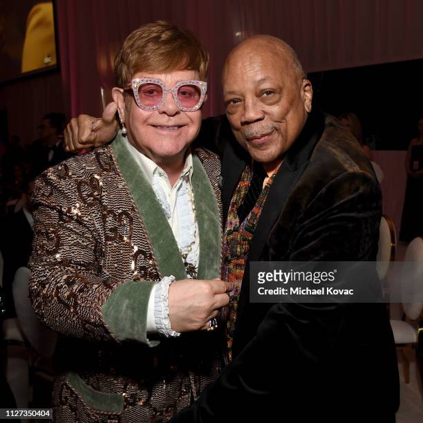 Sir Elton John and Quincy Jones attend the 27th annual Elton John AIDS Foundation Academy Awards Viewing Party sponsored by IMDb and Neuro Drinks...