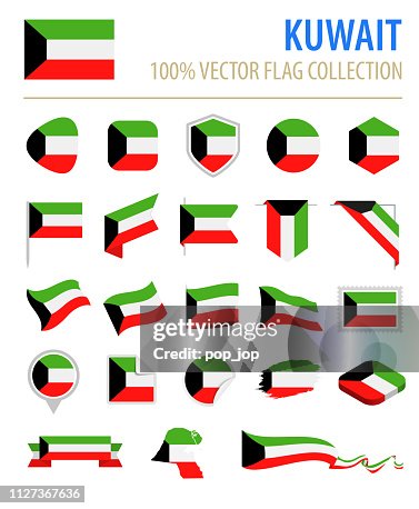Kuwait - Flag Icon Flat Vector Set Kuwait - Flag Icon Flat Vector Set
