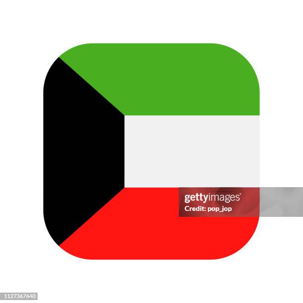 kuwait - square flag vector flat icon - kuwaiti flag stock illustrations