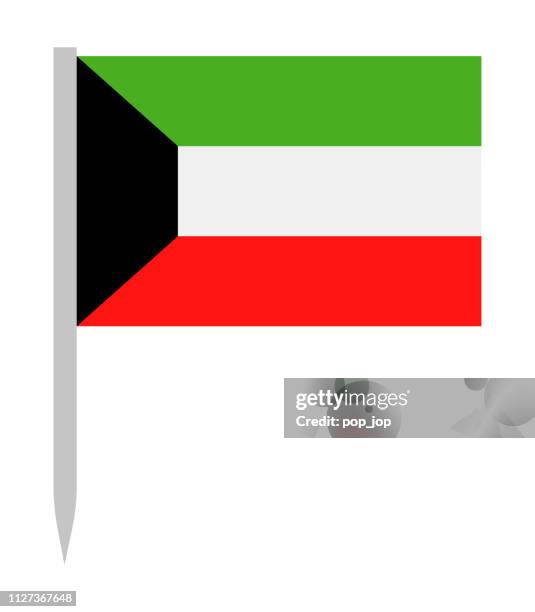 kuwait - vector flag pin flat icon - kuwaiti flag stock illustrations