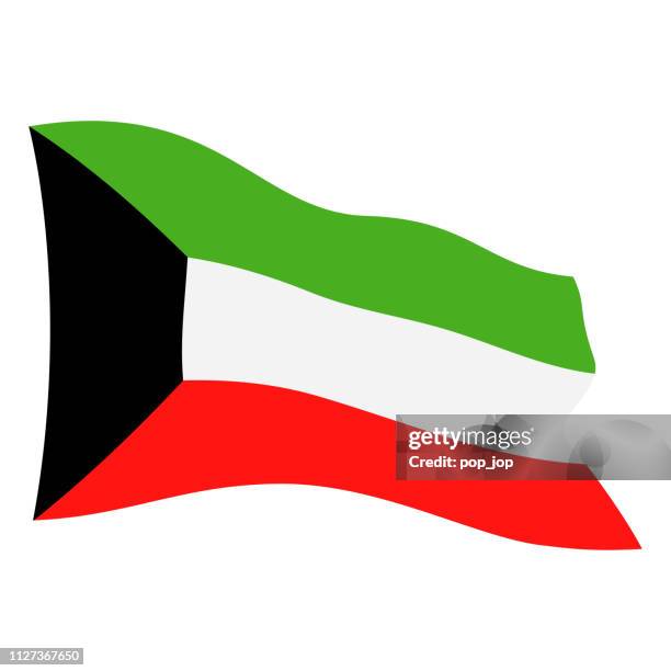 kuwait - flying banner flag vector flat icon - kuwaiti flag stock illustrations