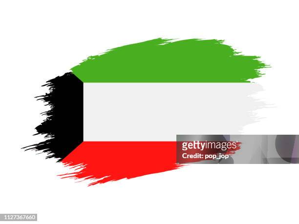 ilustrações, clipart, desenhos animados e ícones de kuwait - ícone plana do vector bandeira grunge - kuwaiti flag