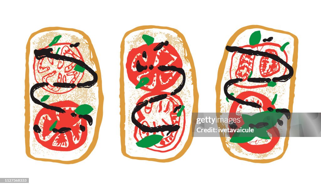 Tomato bruschetta with mozzarella and basil