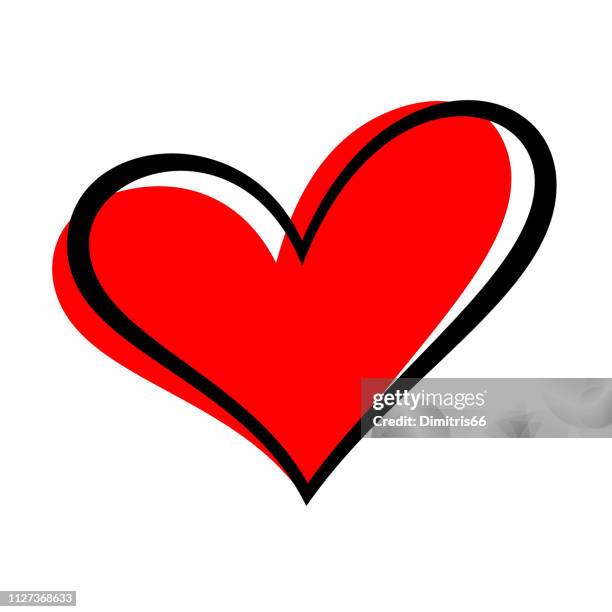 stockillustraties, clipart, cartoons en iconen met hand getrokken hart geïsoleerd. ontwerpelement voor liefde concept. doodle schets rood hart vorm. - heart