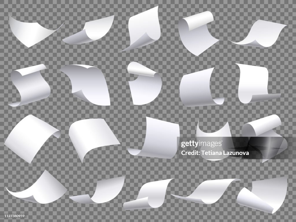 Flaying Pages Flying Paper Pages Falling Papers Documents Sheets Document With Curved ...